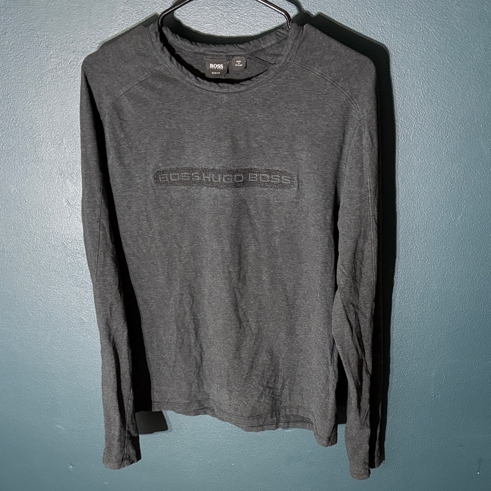 Boss Slim Fit Dark Gray Long Sleeve Shirt